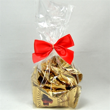Sjokoladetrøfler i pose med rød sløyfe - Kakao
